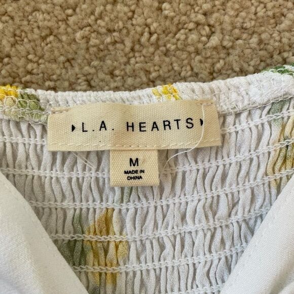 Pacsun Yellow and White Floral Tie Front Tank Top - Picture 2 of 2